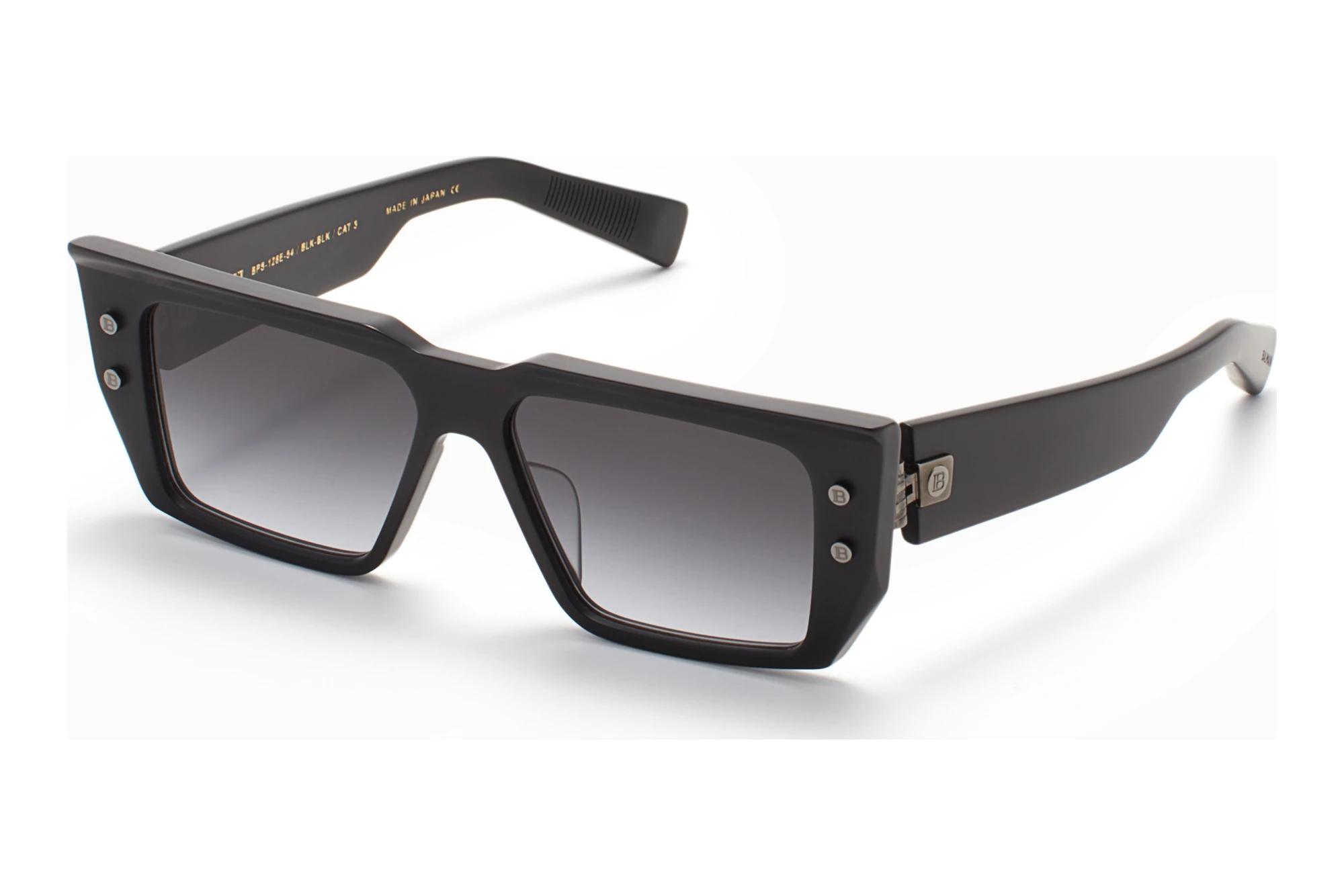 Balmain Paris BPS-128 E Dark Grey to clear Lenses - ARMatte Black - Black Rhodium w Balmain Paris BPS-128 E Dark Grey to clear Lenses - ARMatte Black - Black Rhodium w