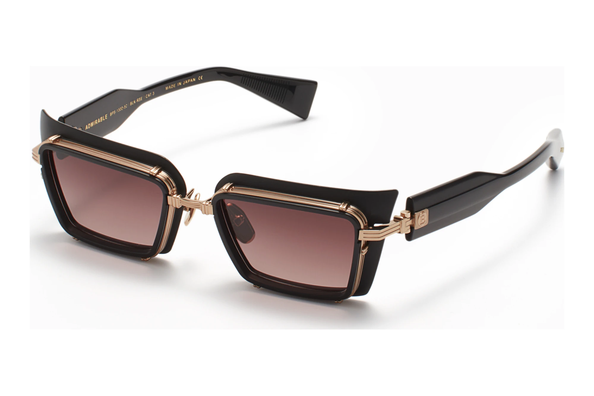 Balmain Paris BPS-130 D Dark Rose to Light Rose Polar Lenses - ARMatte Black - Rose Gold w Balmain Paris BPS-130 D Dark Rose to Light Rose Polar Lenses - ARMatte Black - Rose Gold w