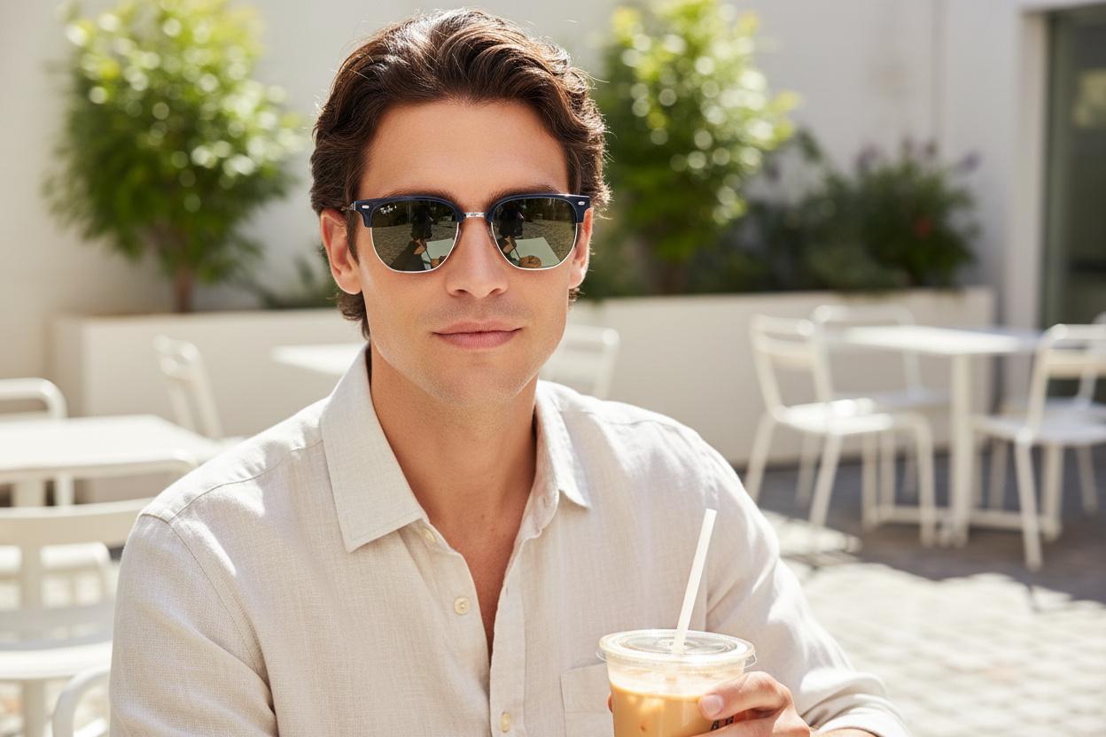 Vue de face Ray-Ban NEW CLUBMASTER (RB4416 - 6656G6)