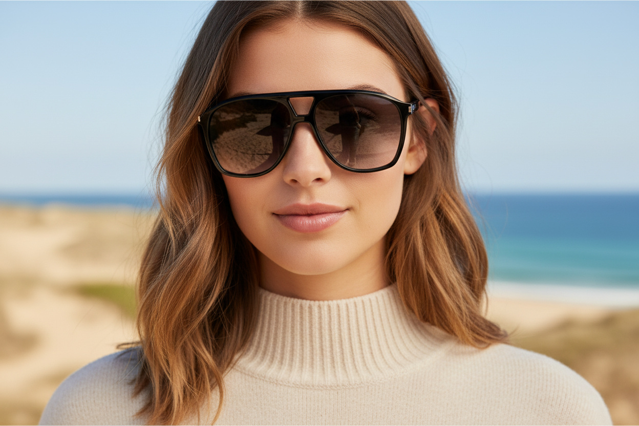 Vue de face Saint Laurent SL 596 DUNE (006)