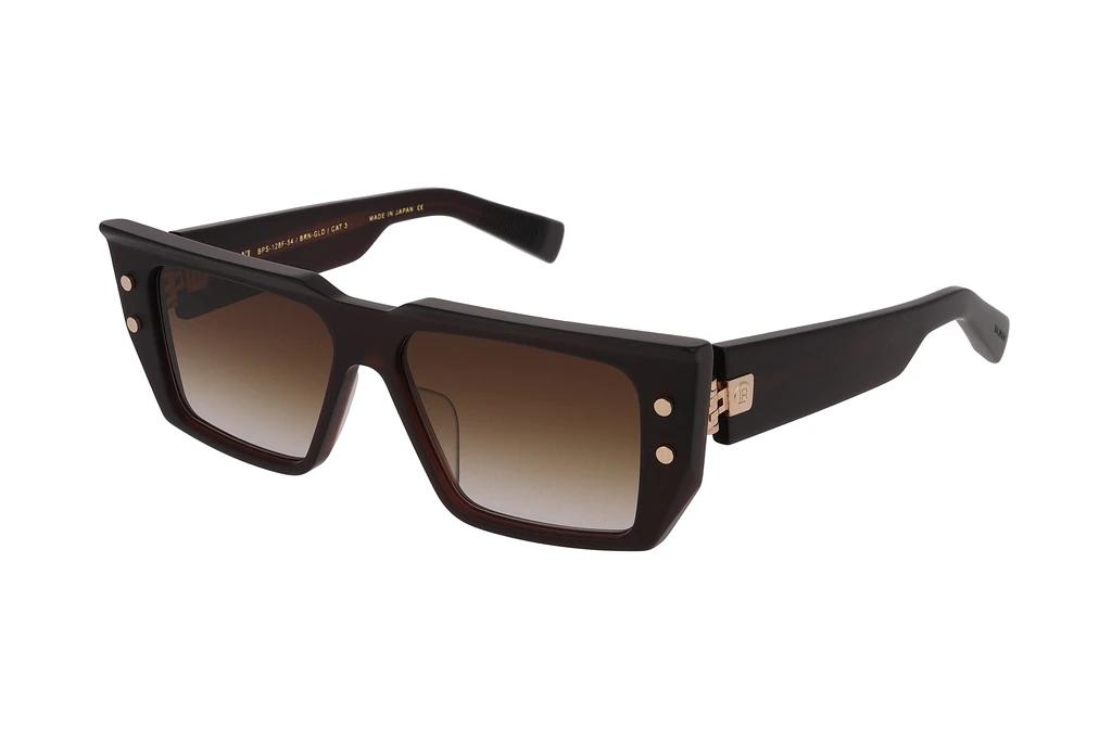 Balmain Paris   BPS-128 F Dark Brown to clear Lenses - ARMatte Brown  - White Gold w