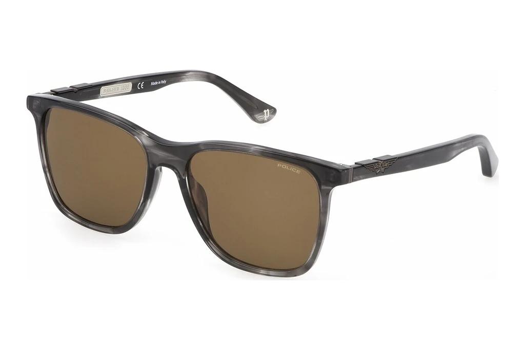 Police   SPL872 01EX BROWNSHINY STRIPED GREY