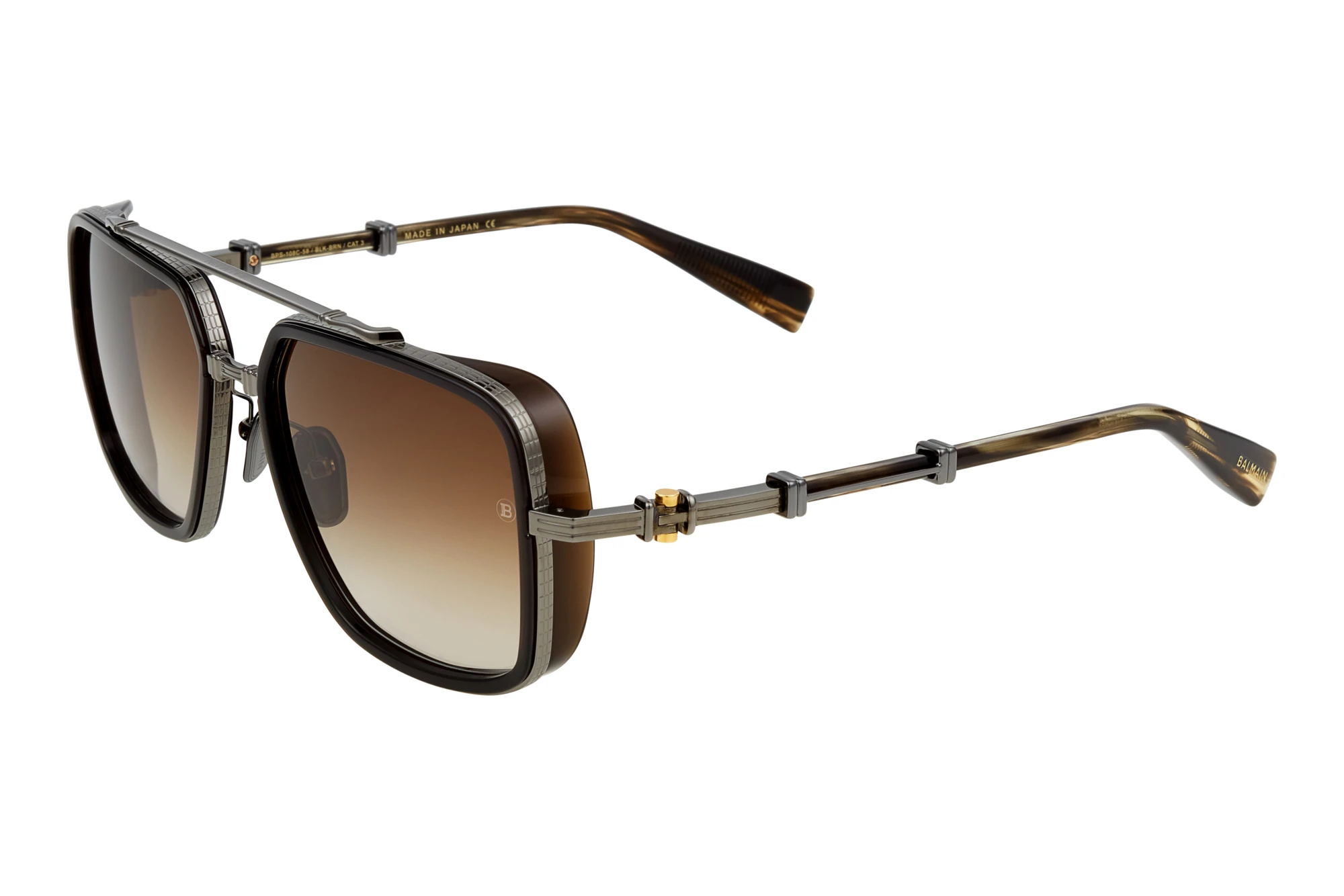 Balmain Paris   BPS-108 C Dark Brown to Light Brown - ARBlack Rhodium - Dark Crystal Brown - Dark Brown Swirl