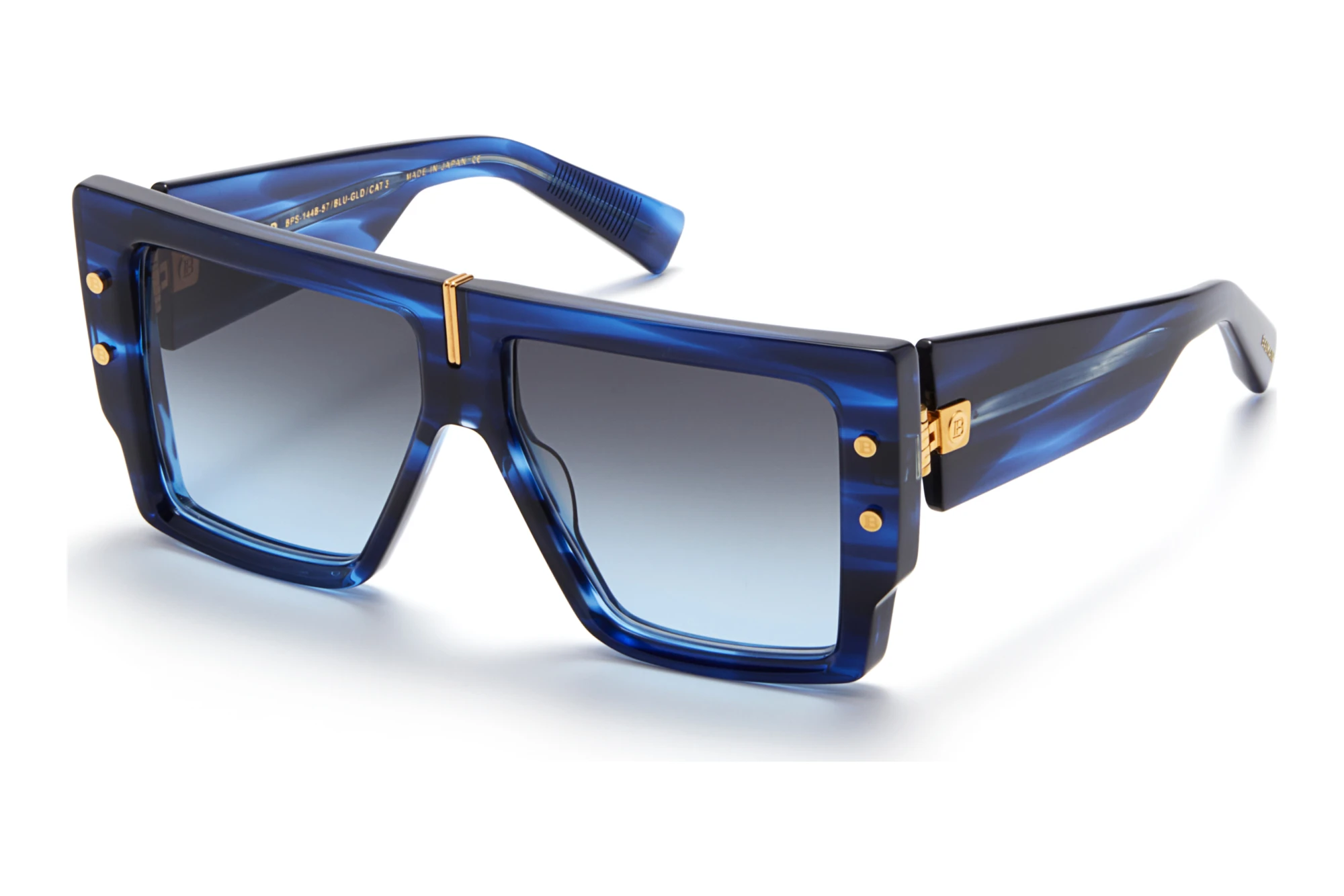 Balmain Paris   BPS-144 B Dark Grey to Light Blue - ARBlue Swirl - Yellow Gold w