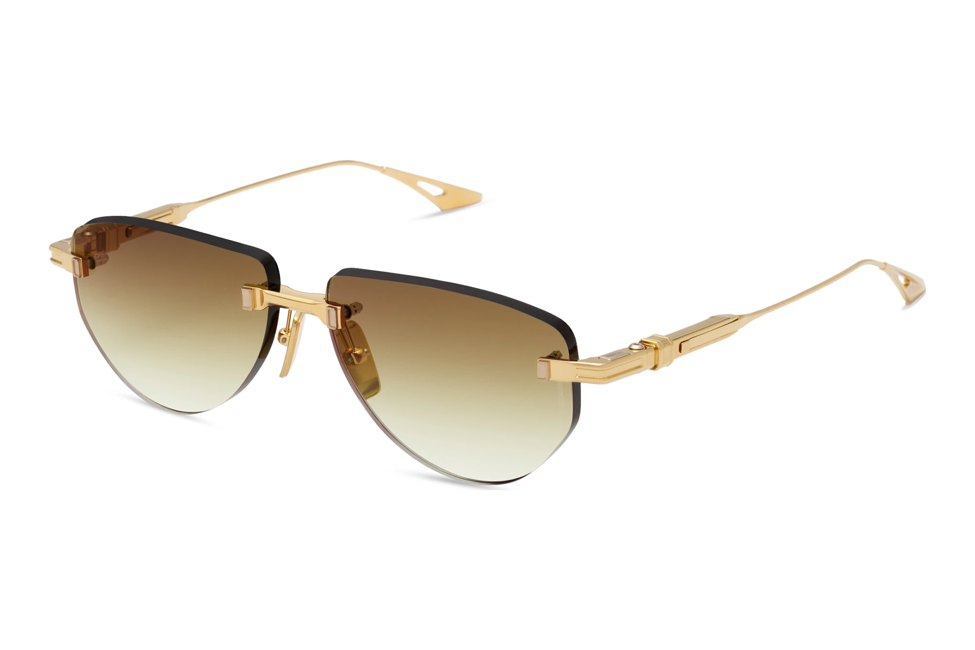 DITA-EPILUXURY   DES-023 02A DARK BROWN TO CLEAR GRADIENT - GREEN AR22K GOLD PLATED - WHITE GOLD