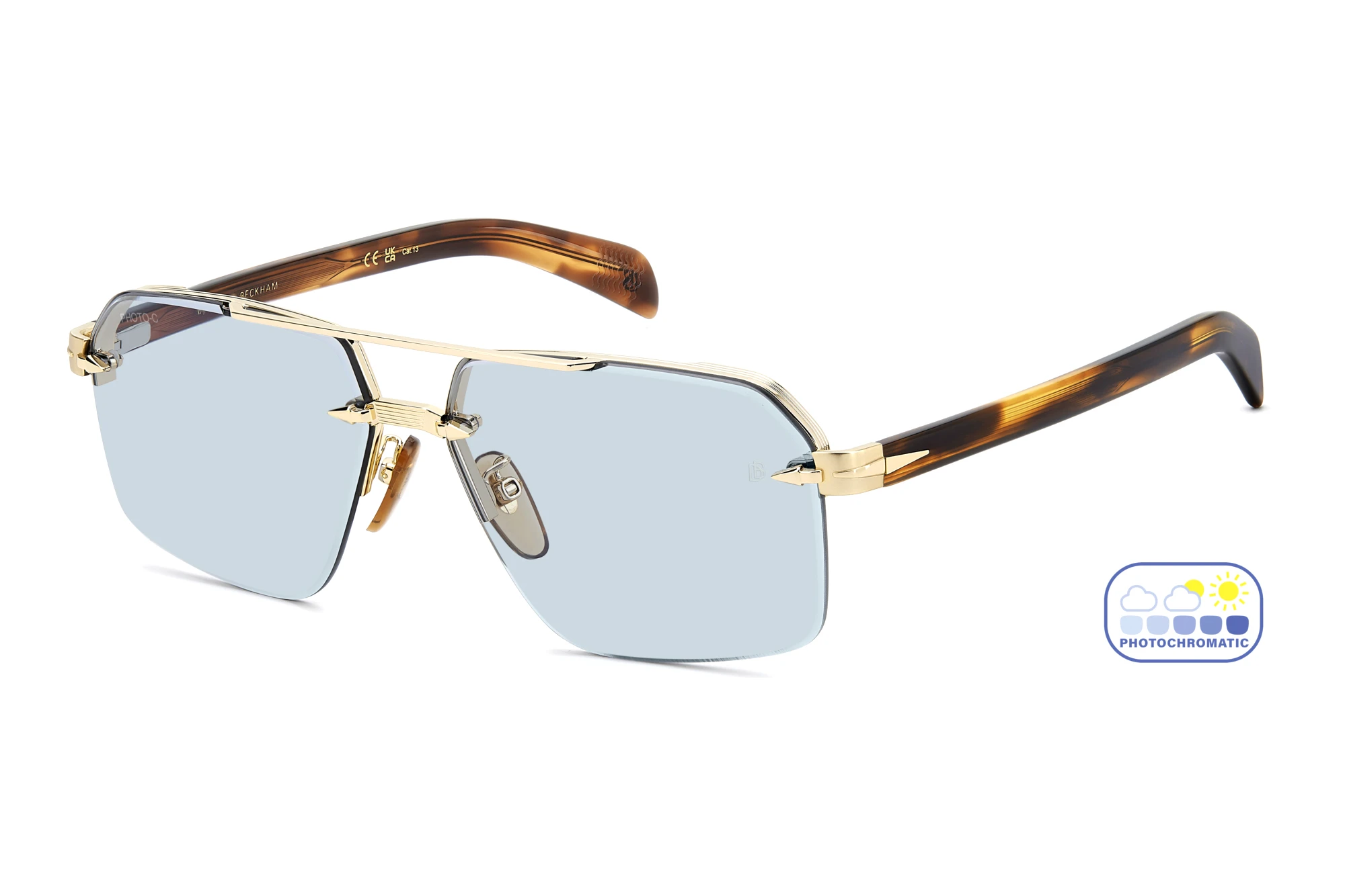 David Beckham   DB 7170/S T5U/SD BLUE PHOTOCHROMATIC ANTIREFLEXGOLD BROWN HORN