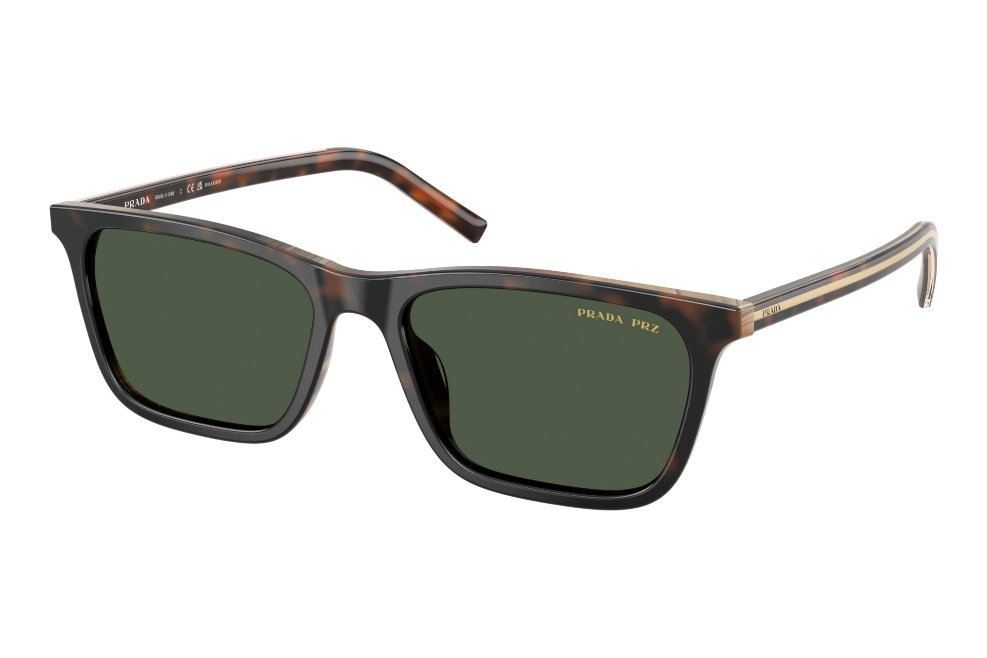 Prada   PR D19S 20P90V Dark Green PolarizedCherry Tortoise/Tabacco Horn