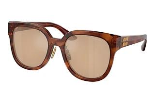 Miu Miu MU 01ZS 11Q40D Orange Mirror Internal SilverStriped Tobacco